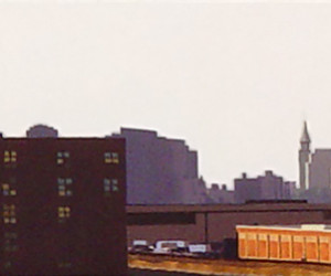 Manhattan Skyline, 2001, Gouache on paper mounted on wood, 2.2” x 18” x 2”d Manhattan Skyline