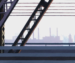 View Of Manhattan Through the Queensboro Bridge, 2001, Gouache on paper mounted on wood, 2.2” x 18” x 2”d View Of Manhattan Through the Queensboro Bridge