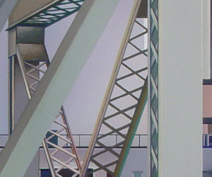 Tram View #10, 2003, Gouache on watercolor paper mounted on wood, 4” x 21” Tram View #10