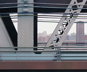 View Through the Queensboro Bridge #4, 2003, Gouache on watercolor paper mounted on wood, 6” x 23” View Through the Queensboro Bridge #4